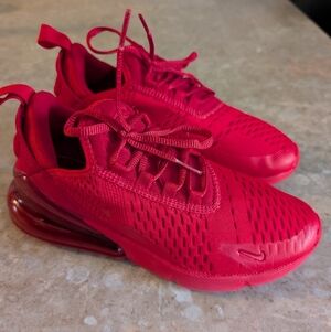 Nike Air Max 270 Air Max Triple Red Running  Shoes #CW6987-600 Yount Size 5Y